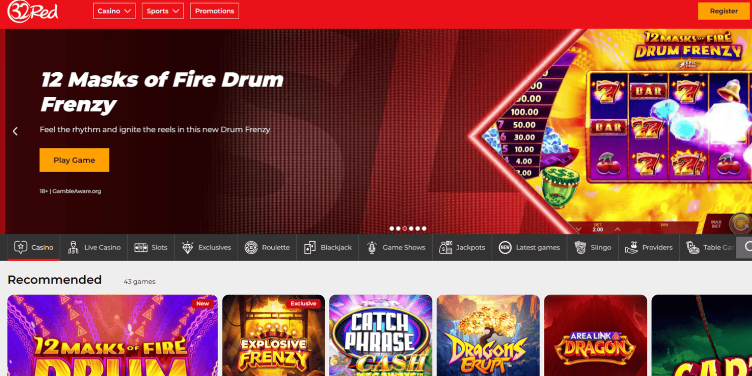 32Red bookmaker not on GamStop – UKGC and Gibraltar licensed with 550+ casino games